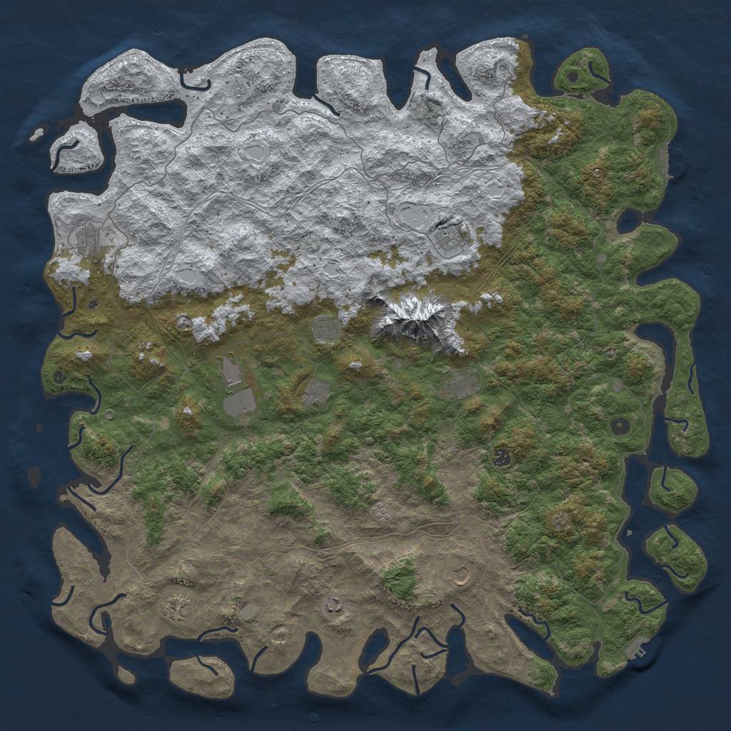 Rust Map: Procedural Map, Size: 6000, Seed: 719404, 20 Monuments