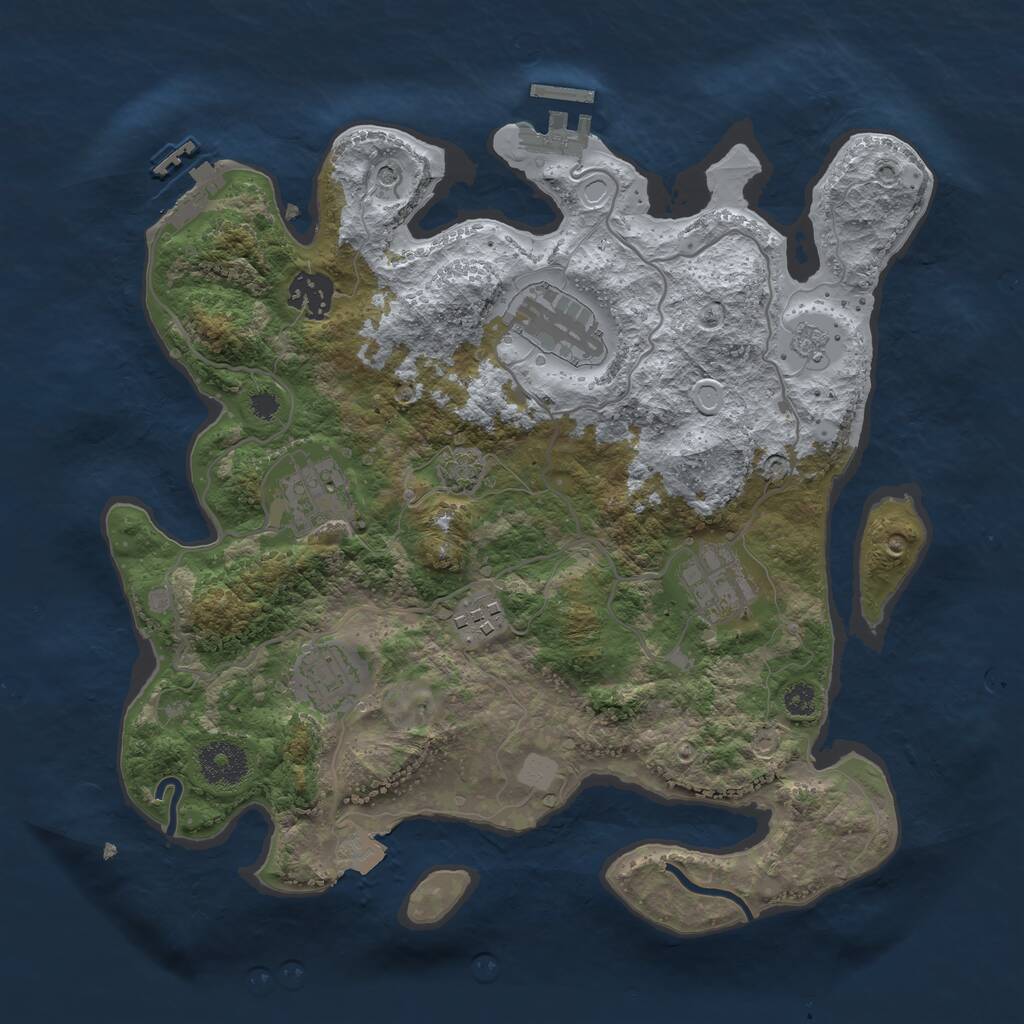 Rust Map: Procedural Map, Size: 3250, Seed: 58472801, 12 Monuments