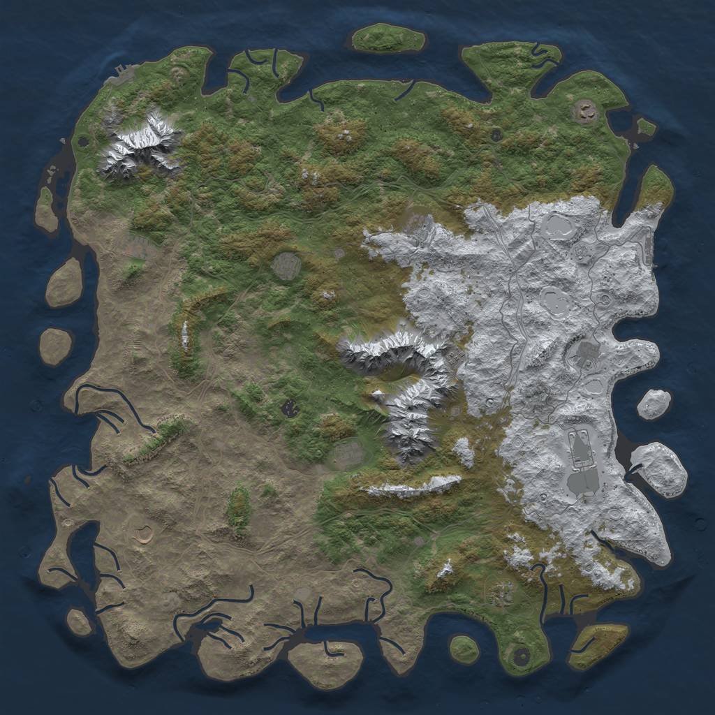 Rust Map: Procedural Map, Size: 6000, Seed: 21475691, 20 Monuments