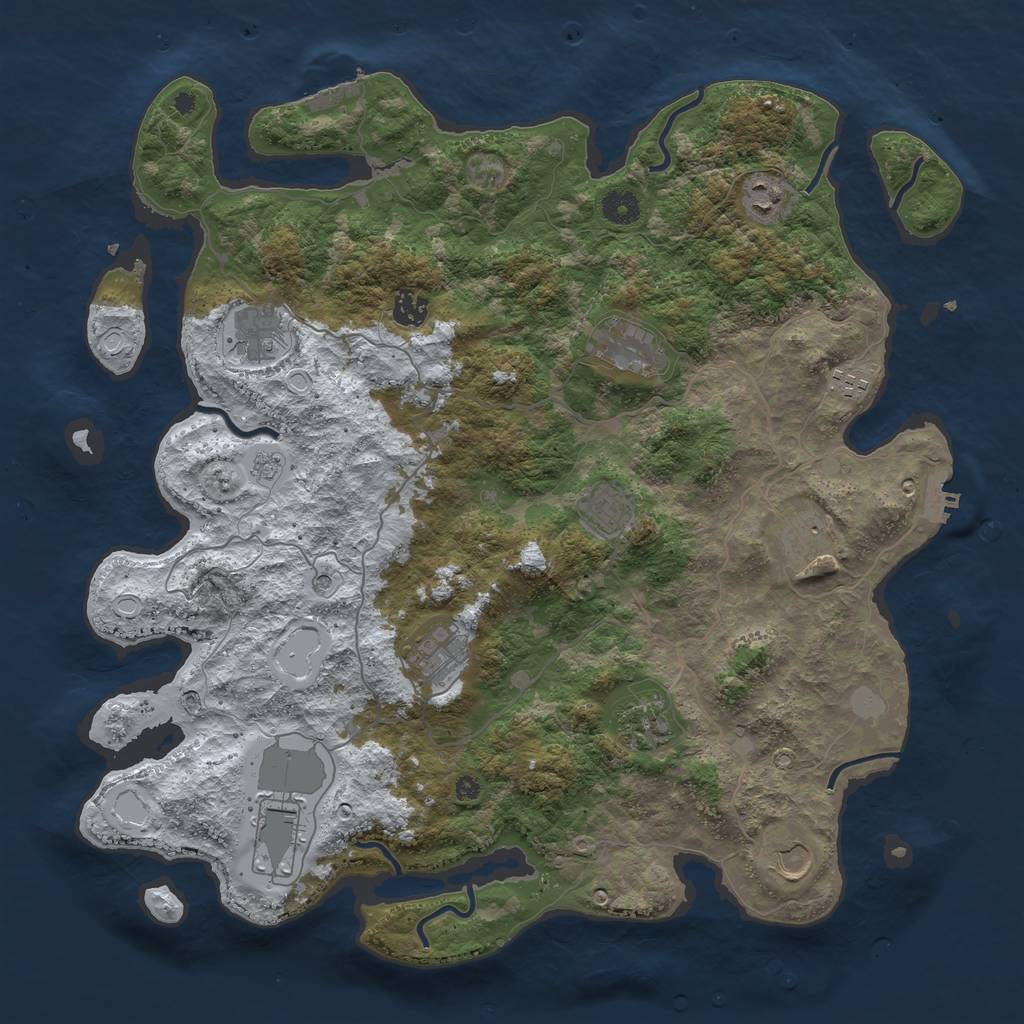 Rust Map: Procedural Map, Size: 4200, Seed: 883404286, 20 Monuments