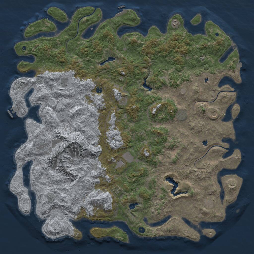 Rust Map: Procedural Map, Size: 6000, Seed: 1167099185, 17 Monuments
