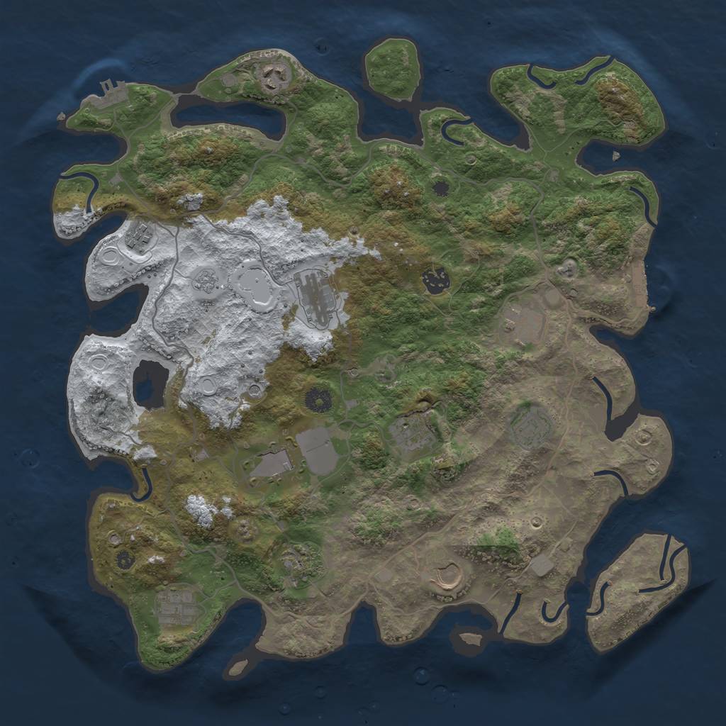 Rust Map: Procedural Map, Size: 4050, Seed: 1434502636, 20 Monuments