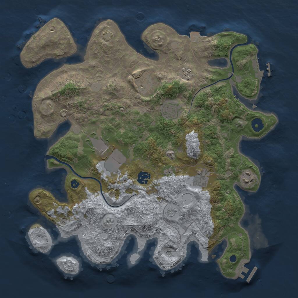 Rust Map: Procedural Map, Size: 3500, Seed: 854504140, 13 Monuments