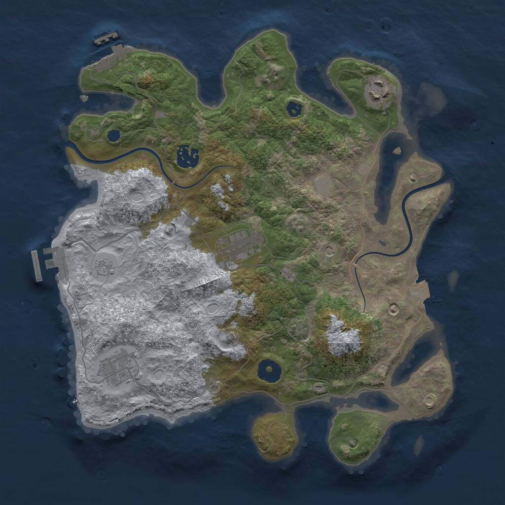 Rust Map: Procedural Map, Size: 3250, Seed: 3076568, 10 Monuments