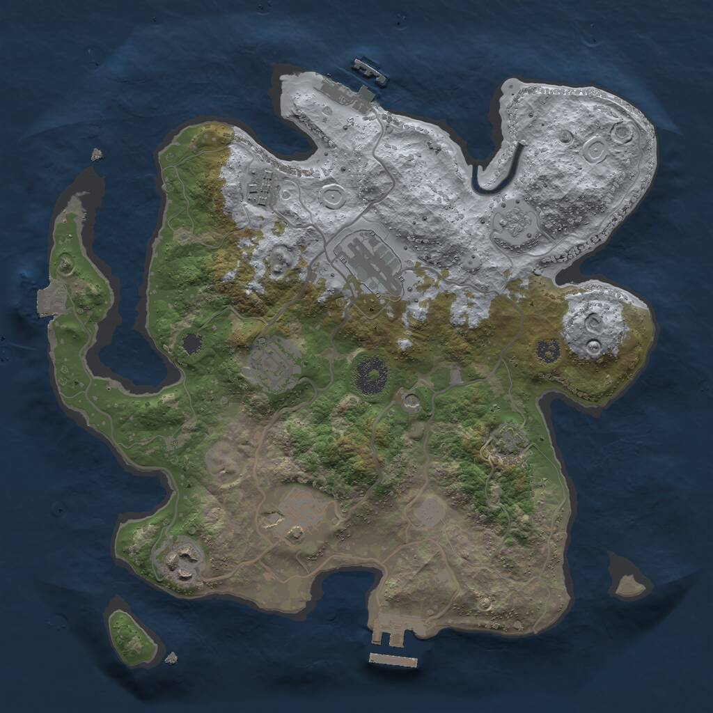 Rust Map: Procedural Map, Size: 3000, Seed: 1074257815, 11 Monuments