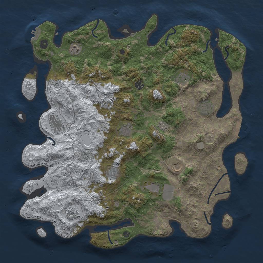 Rust Map: Procedural Map, Size: 4300, Seed: 883404286, 20 Monuments