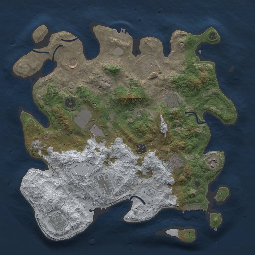 Rust Map: Procedural Map, Size: 3600, Seed: 749258, 18 Monuments