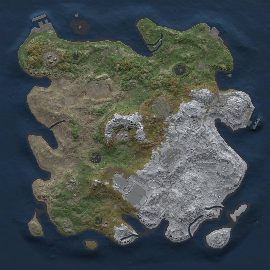 Rust Map: Procedural Map, Size: 3700, Seed: 171468998, 14 Monuments