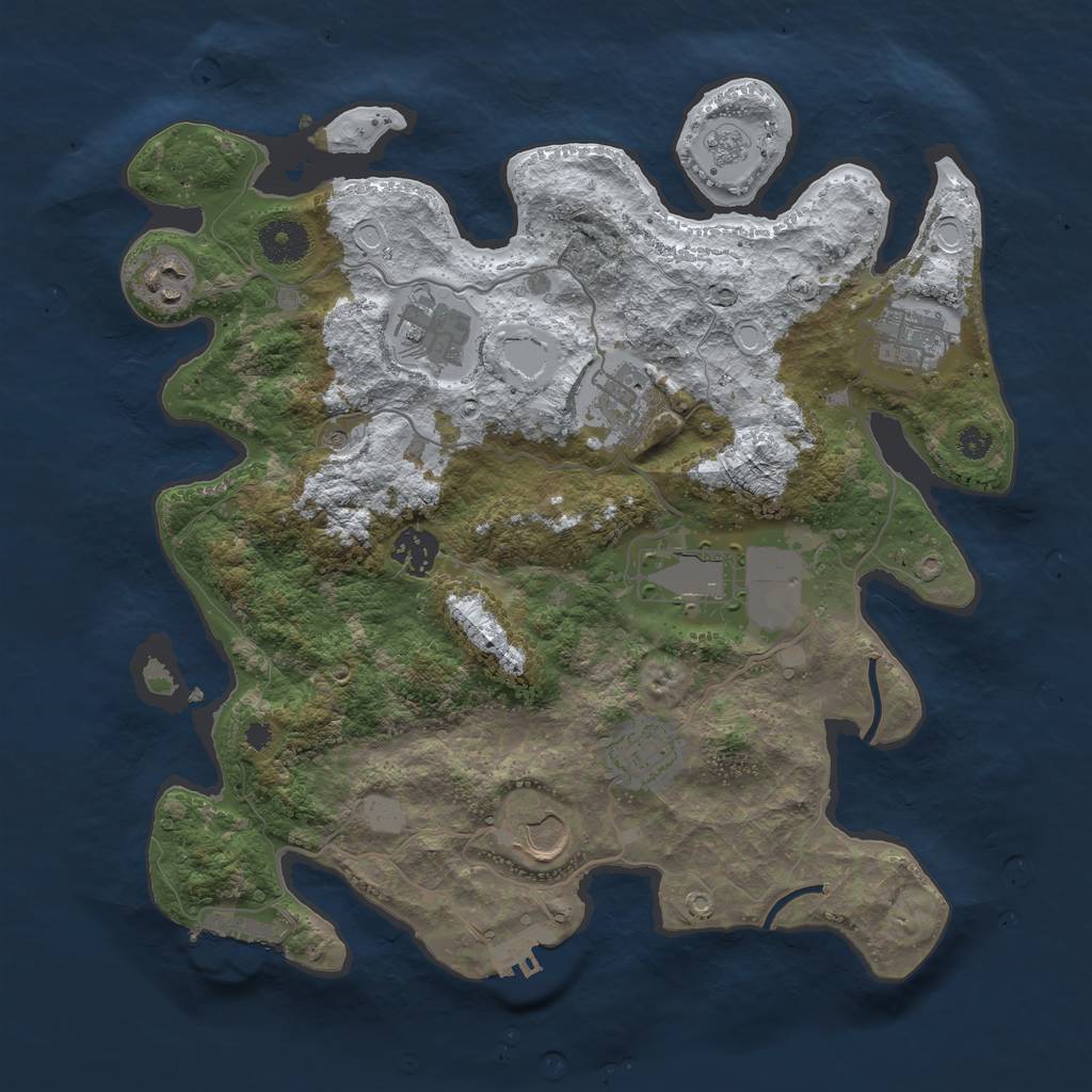 Rust Map: Procedural Map, Size: 3500, Seed: 2048374274, 17 Monuments