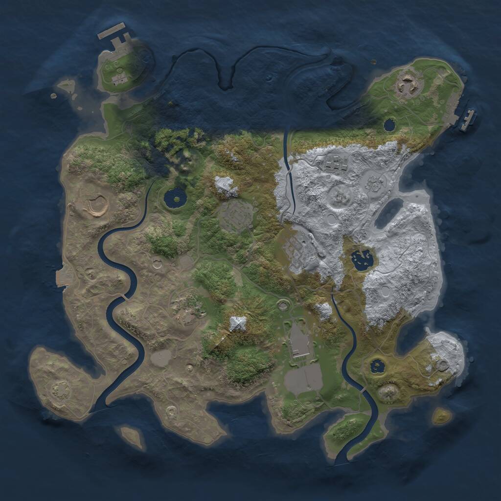 Rust Map: Procedural Map, Size: 3500, Seed: 202275548, 14 Monuments