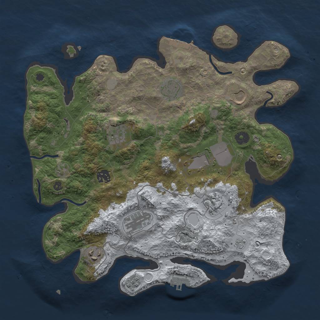 Rust Map: Procedural Map, Size: 3500, Seed: 14906, 17 Monuments