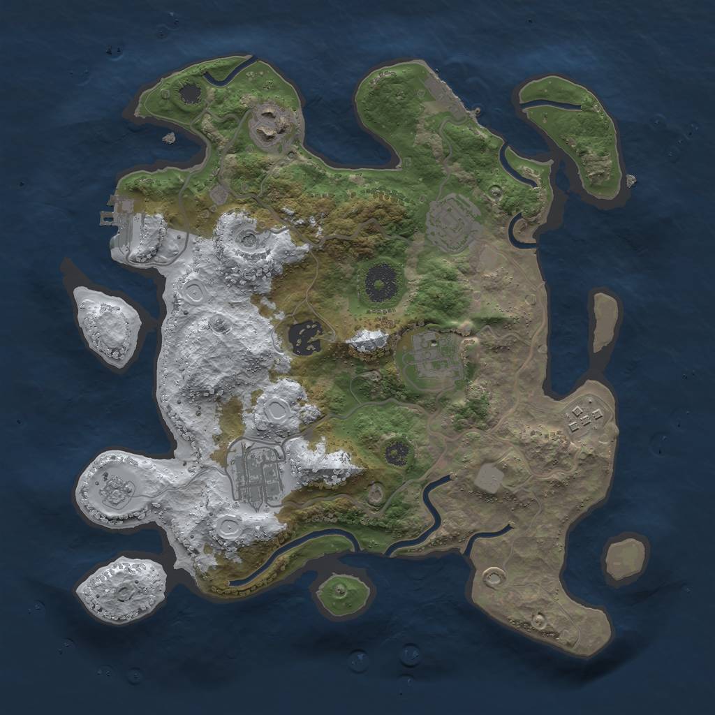 Rust Map: Procedural Map, Size: 3000, Seed: 98694, 15 Monuments