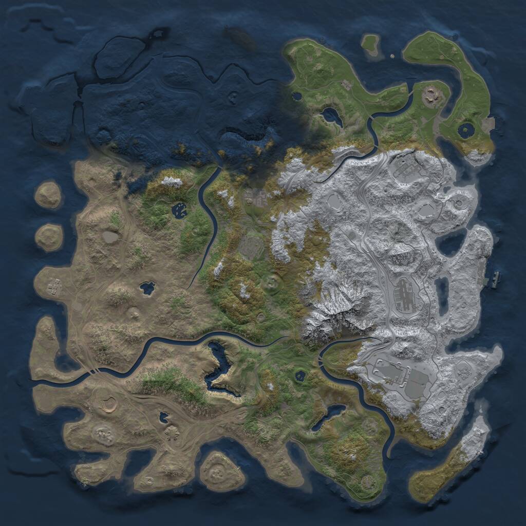 Rust Map: Procedural Map, Size: 5000, Seed: 1235, 15 Monuments