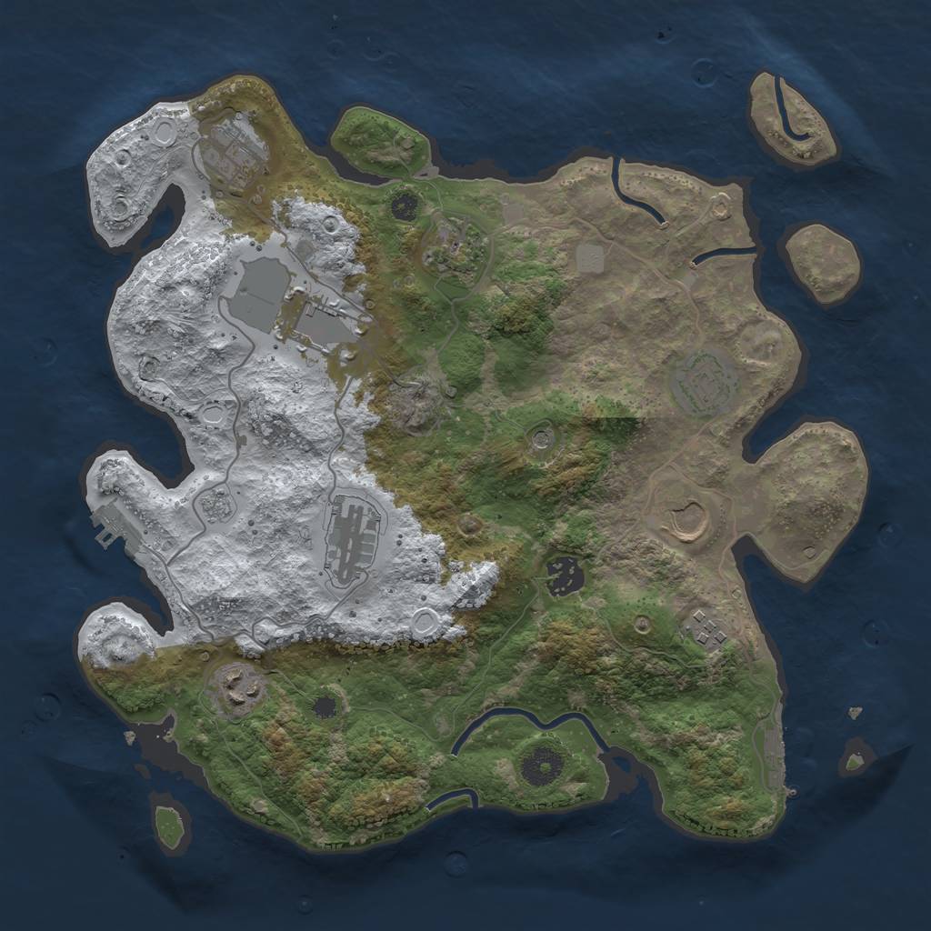 Rust Map: Procedural Map, Size: 3500, Seed: 952764, 18 Monuments