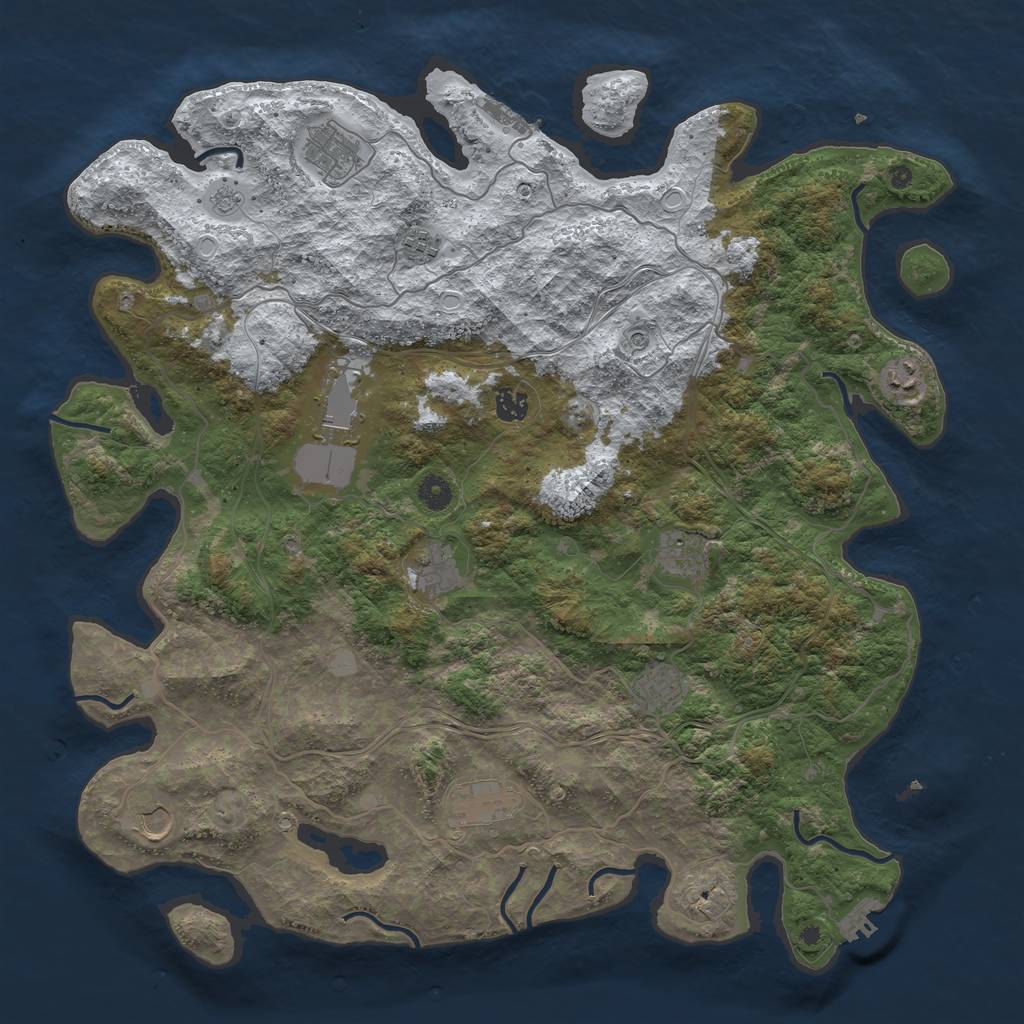 Rust Map: Procedural Map, Size: 4500, Seed: 837551892, 19 Monuments
