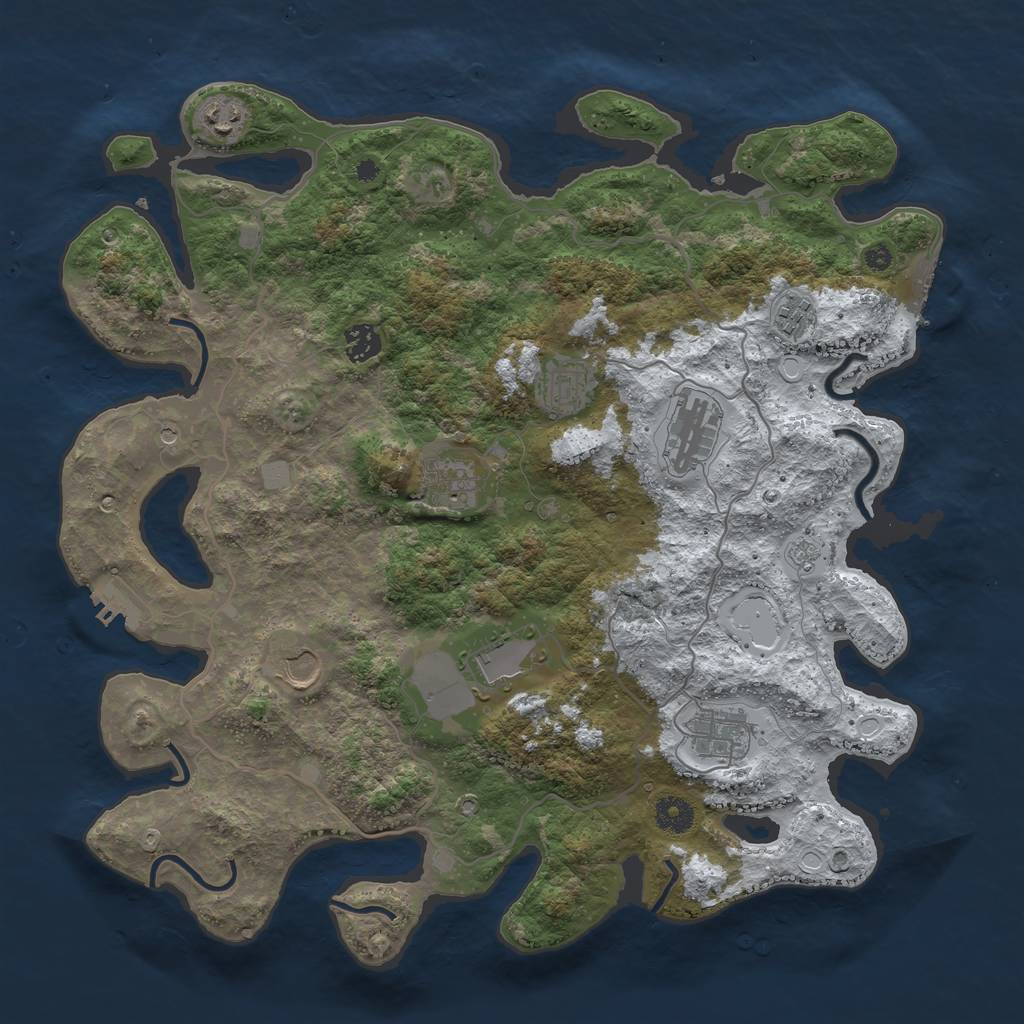 Rust Map: Procedural Map, Size: 4000, Seed: 1627915496, 18 Monuments