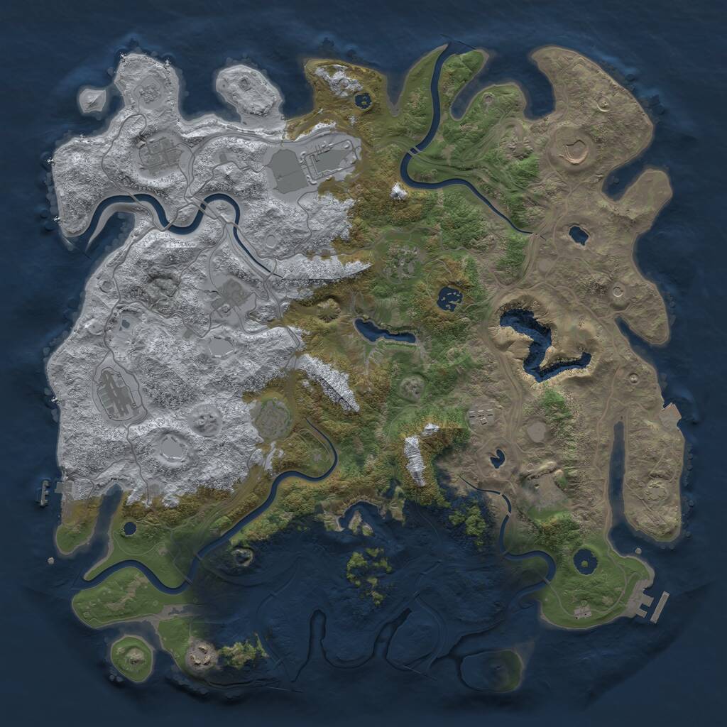 Rust Map: Procedural Map, Size: 4500, Seed: 274627471, 17 Monuments