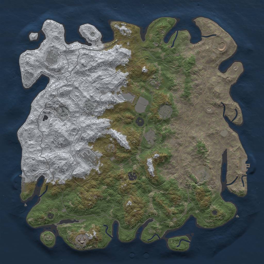Rust Map: Procedural Map, Size: 4500, Seed: 274627471, 20 Monuments