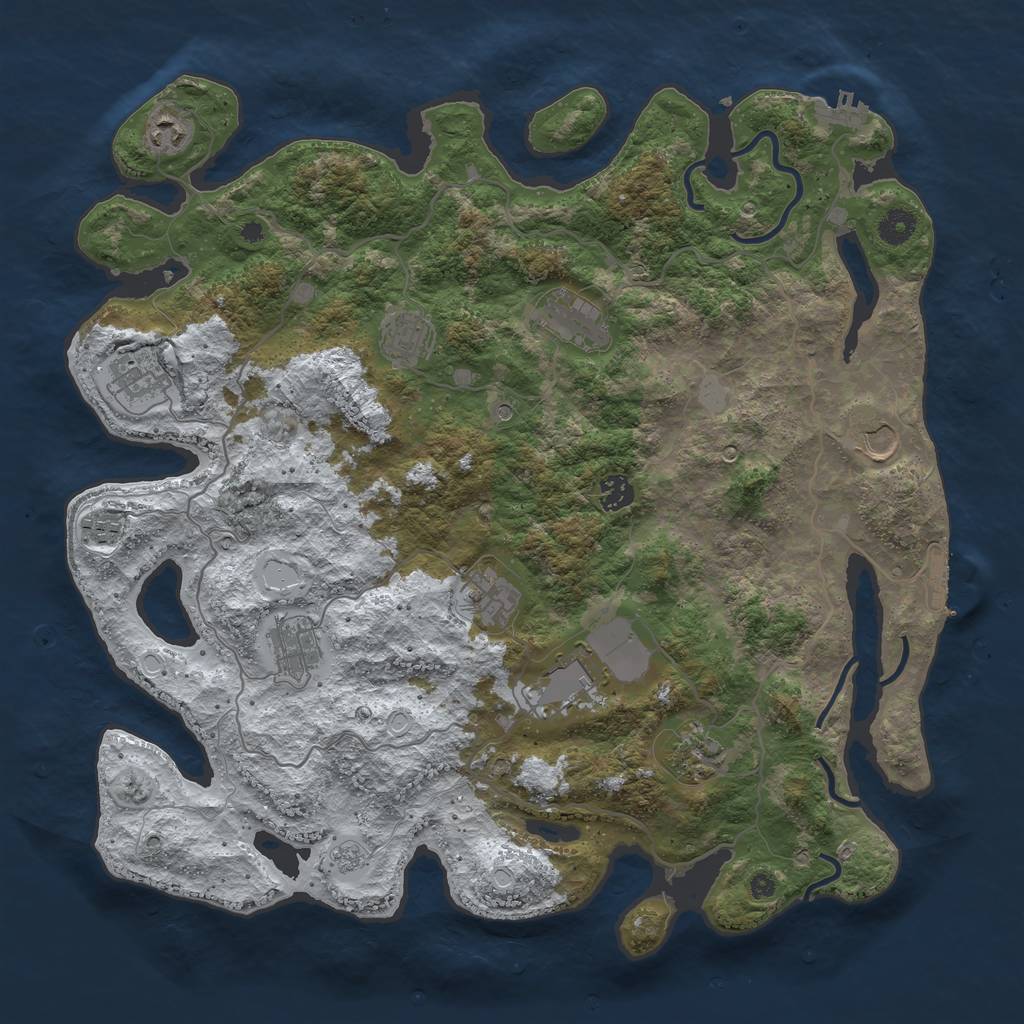 Rust Map: Procedural Map, Size: 4200, Seed: 398492601, 20 Monuments