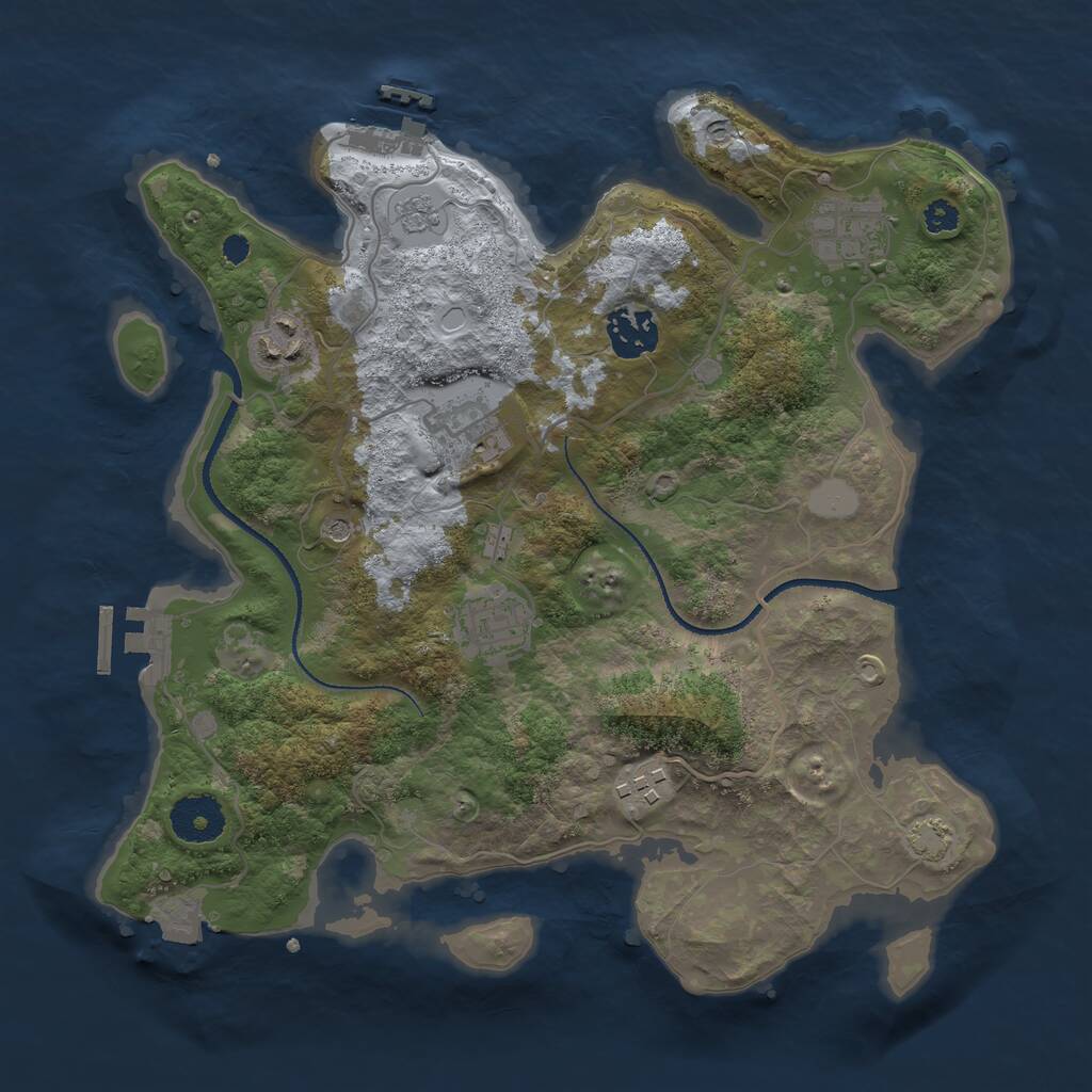 Rust Map: Procedural Map, Size: 3200, Seed: 371185184, 12 Monuments