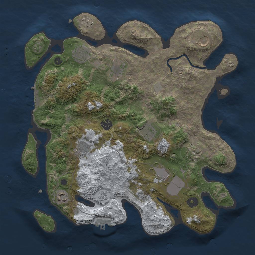 Rust Map: Procedural Map, Size: 3500, Seed: 123450, 19 Monuments