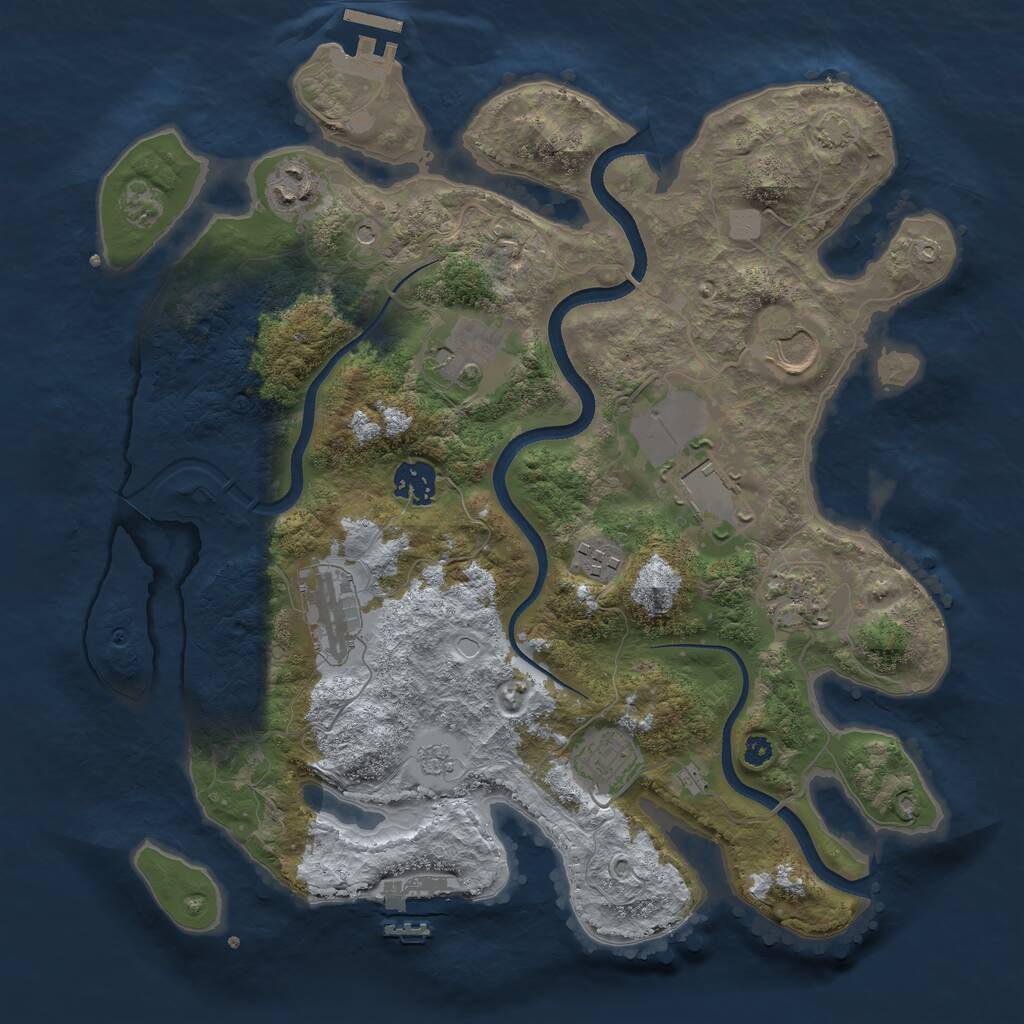 Rust Map: Procedural Map, Size: 3500, Seed: 123450, 15 Monuments