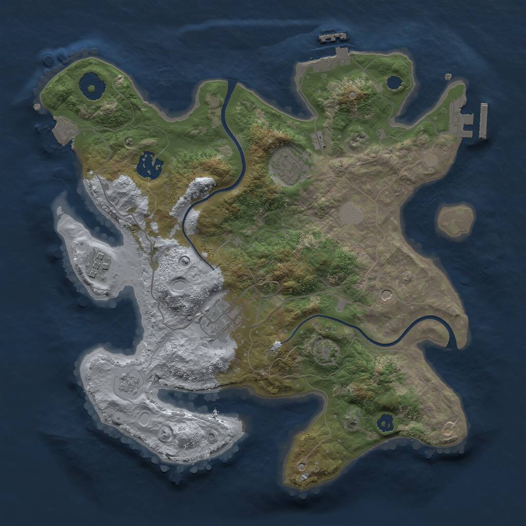 Rust Map: Procedural Map, Size: 3000, Seed: 23451, 10 Monuments