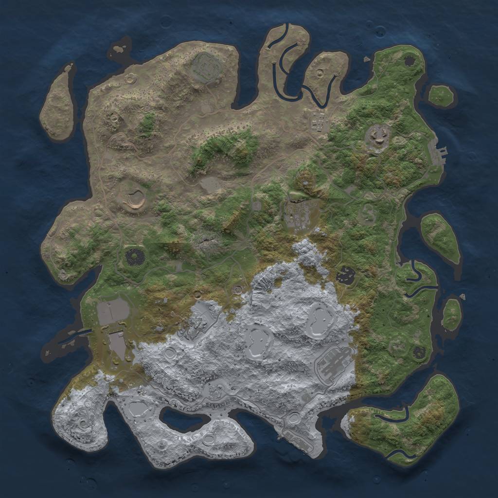 Rust Map: Procedural Map, Size: 4000, Seed: 43000, 18 Monuments