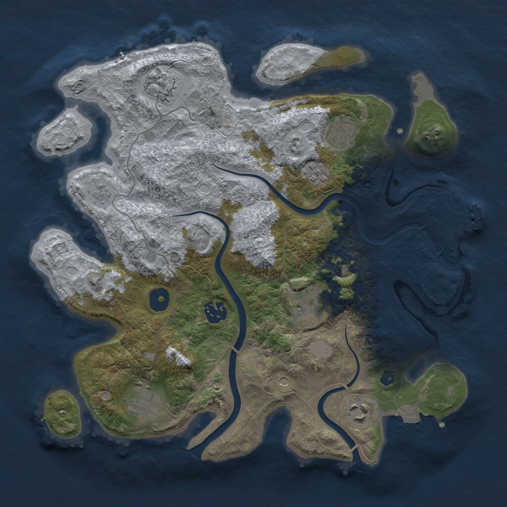 Rust Map: Procedural Map, Size: 3400, Seed: 13564283, 12 Monuments