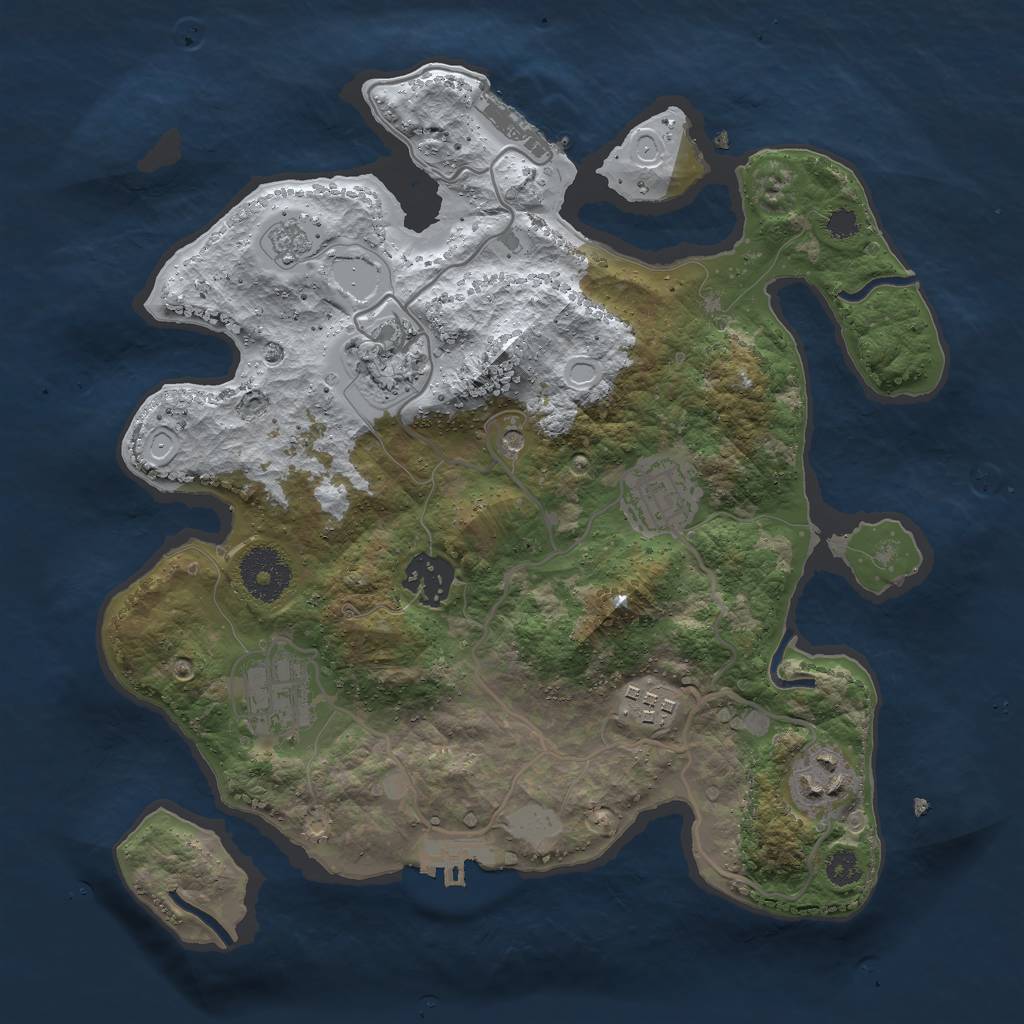 Rust Map: Procedural Map, Size: 3000, Seed: 7777, 15 Monuments