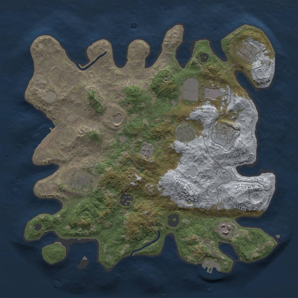 Rust Map: Procedural Map, Size: 3500, Seed: 1148464629, 16 Monuments