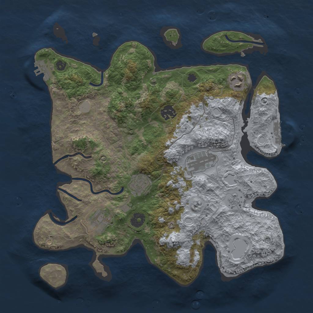 Rust Map: Procedural Map, Size: 3200, Seed: 47474747, 13 Monuments