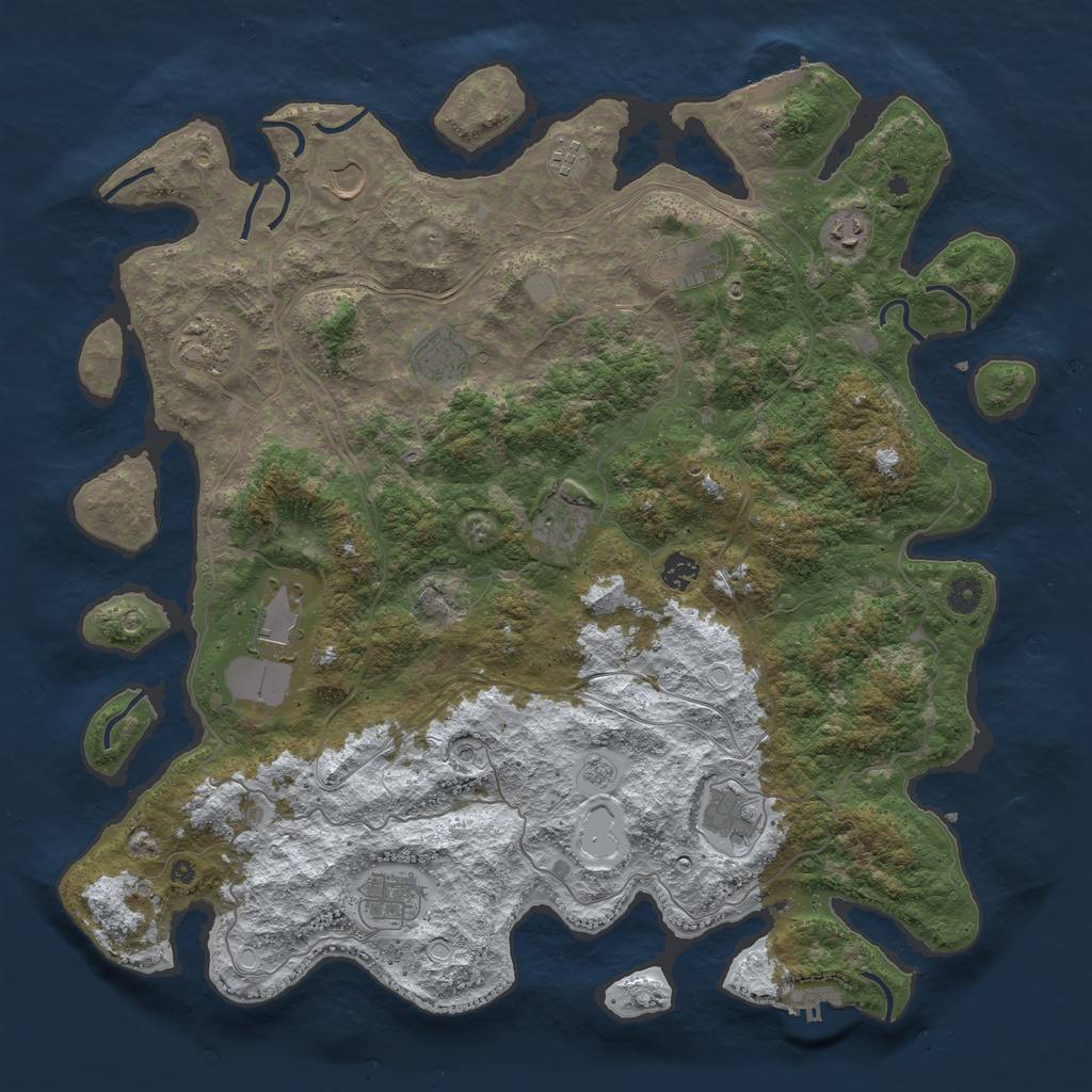 Rust Map: Procedural Map, Size: 4500, Seed: 35791, 20 Monuments