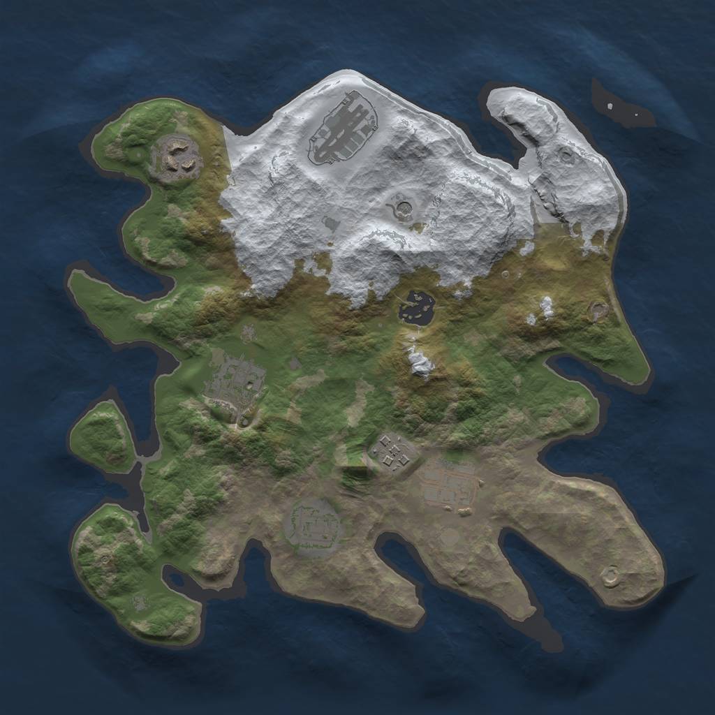 Rust Map: Barren, Size: 3000, Seed: 713258, 10 Monuments