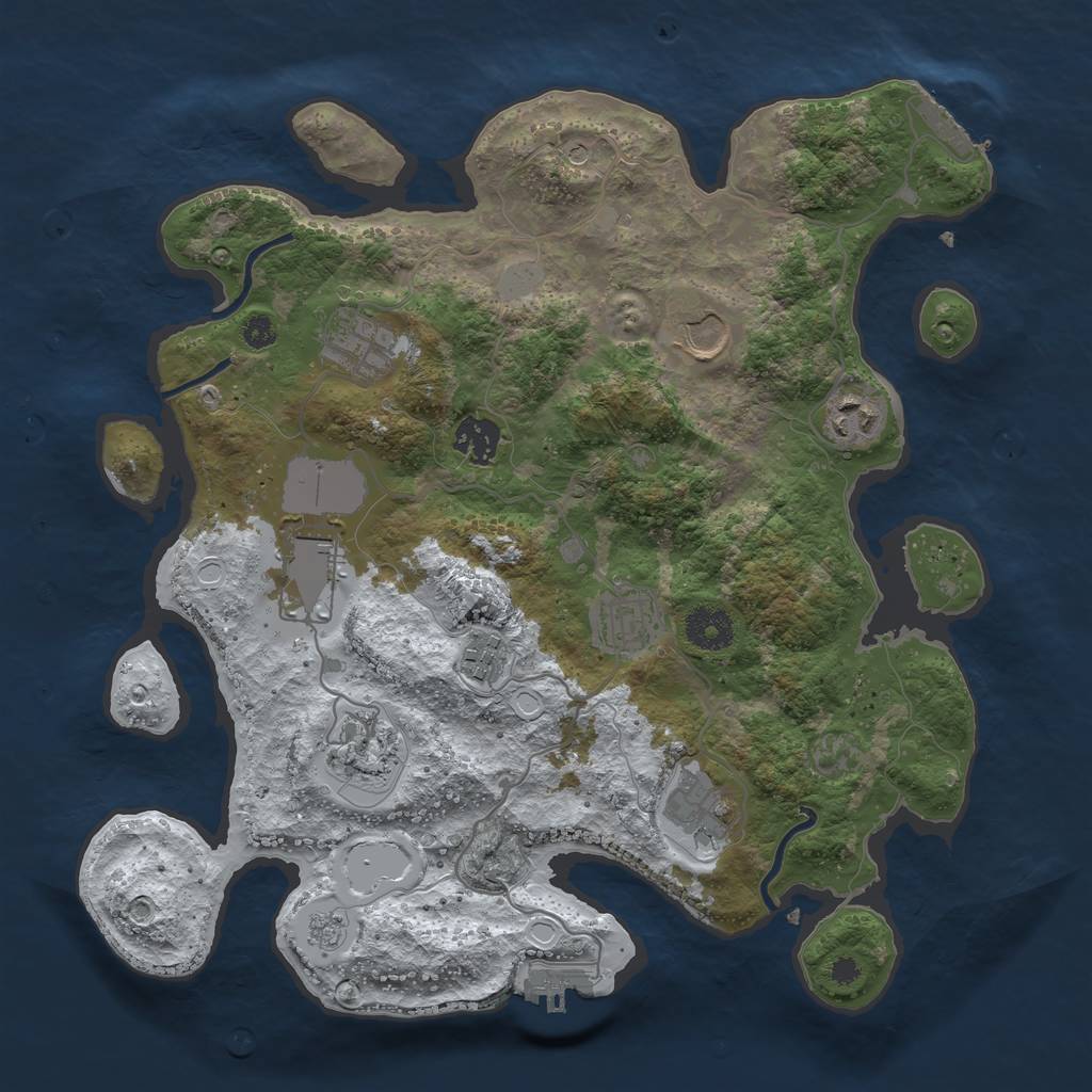 Rust Map: Procedural Map, Size: 3500, Seed: 254254254, 18 Monuments