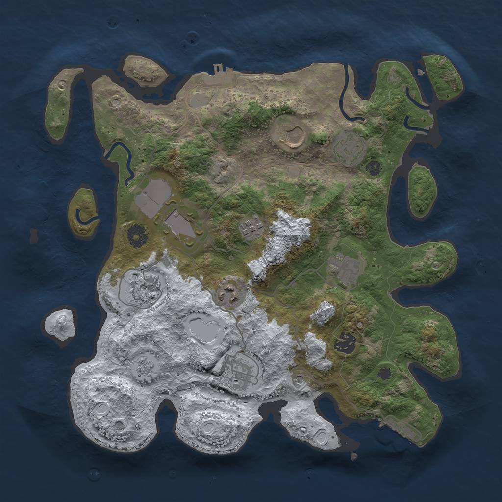 Rust Map: Procedural Map, Size: 3500, Seed: 34926142, 18 Monuments