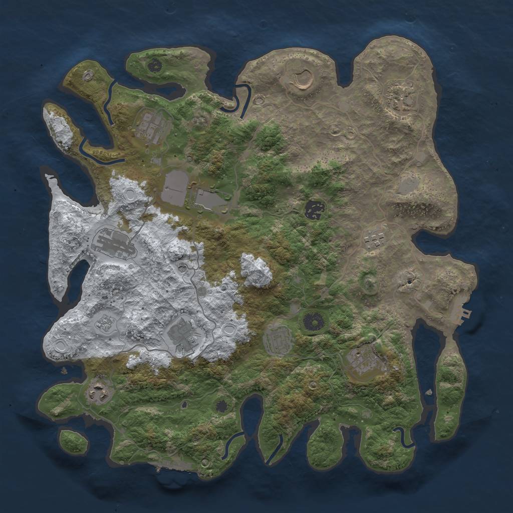 Rust Map: Procedural Map, Size: 3850, Seed: 686746917, 20 Monuments