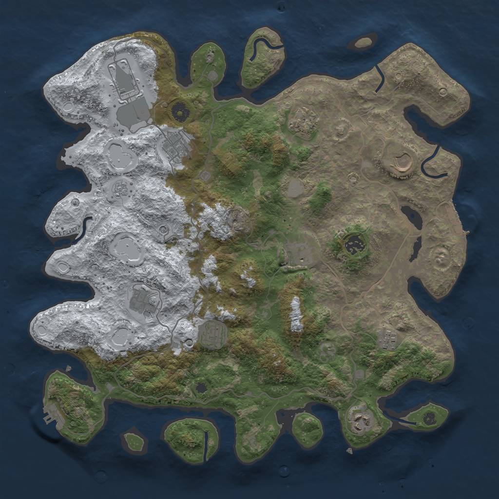 Rust Map: Procedural Map, Size: 4000, Seed: 19857, 19 Monuments