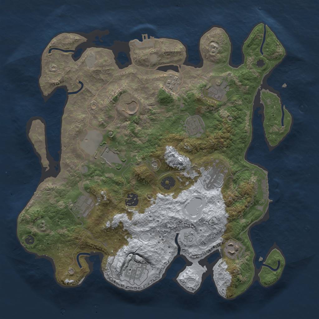 Rust Map: Procedural Map, Size: 3500, Seed: 440166273, 19 Monuments