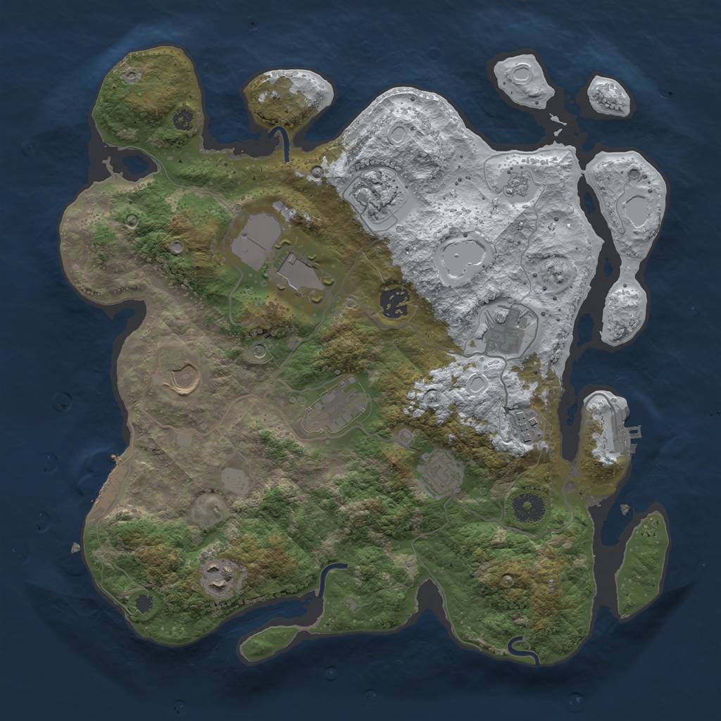 Rust Map: Procedural Map, Size: 3500, Seed: 796017, 18 Monuments