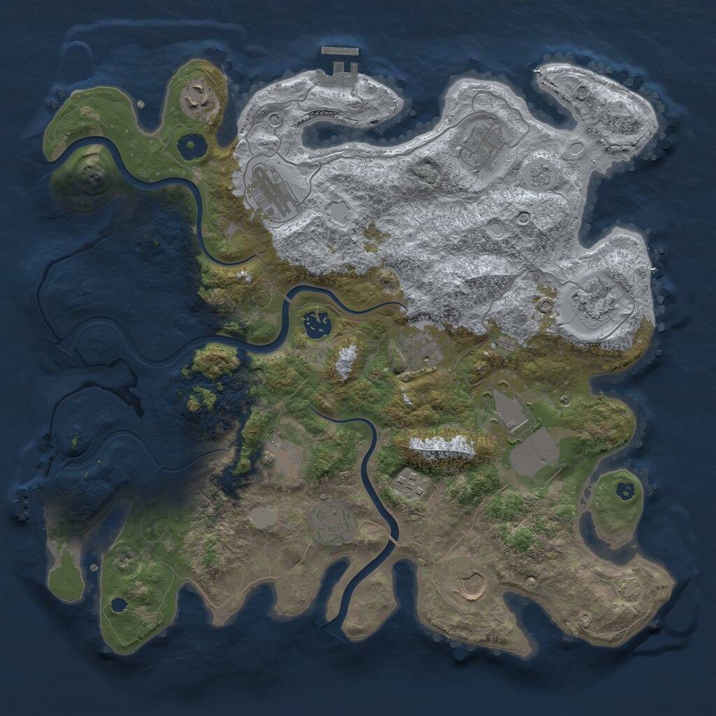 Rust Map: Procedural Map, Size: 3850, Seed: 186371686, 17 Monuments