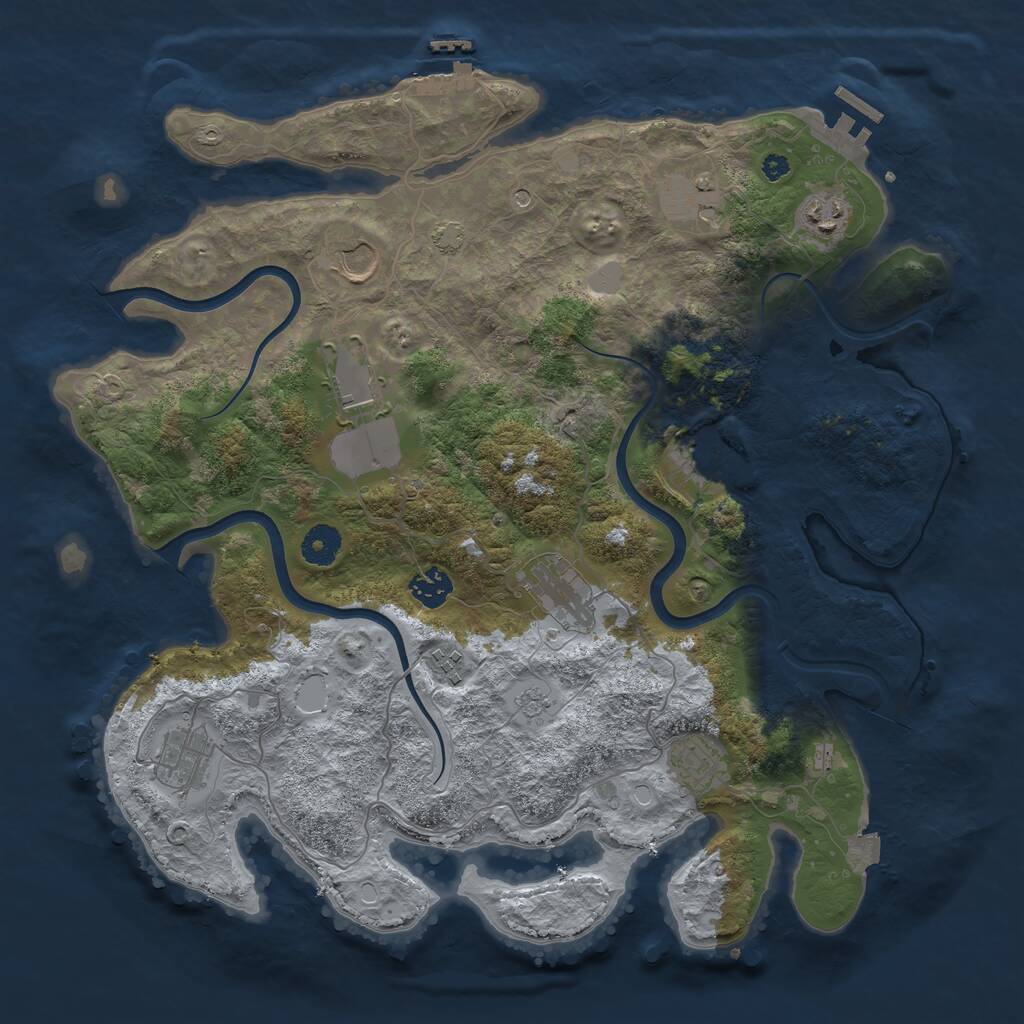 Rust Map: Procedural Map, Size: 3850, Seed: 720120619, 16 Monuments