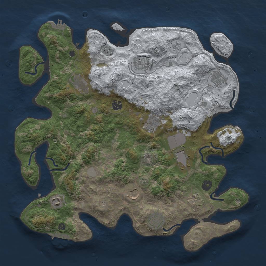 Rust Map: Procedural Map, Size: 3850, Seed: 115442915, 20 Monuments