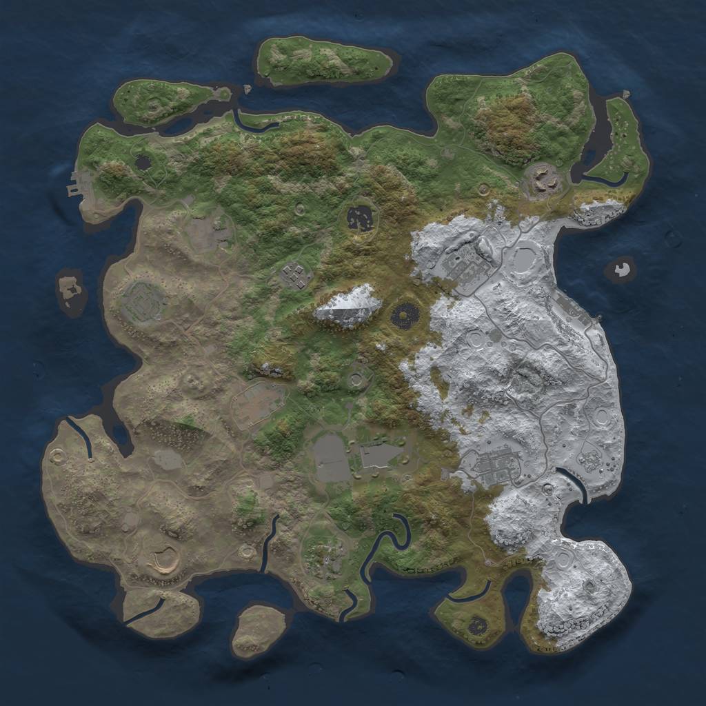 Rust Map: Procedural Map, Size: 3888, Seed: 1533760598, 20 Monuments