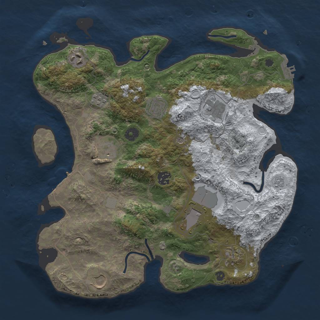 Rust Map: Procedural Map, Size: 3500, Seed: 64021122, 18 Monuments