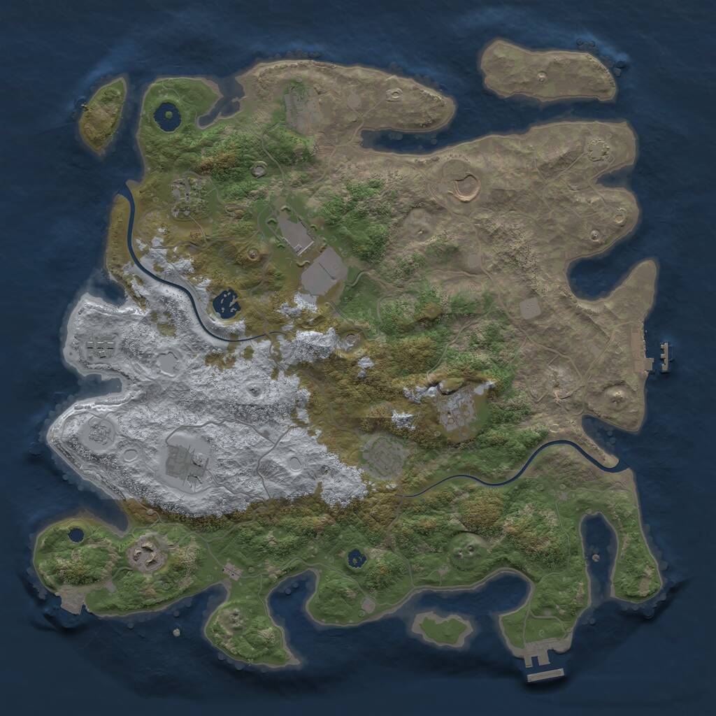Rust Map: Procedural Map, Size: 3950, Seed: 1341941493, 16 Monuments