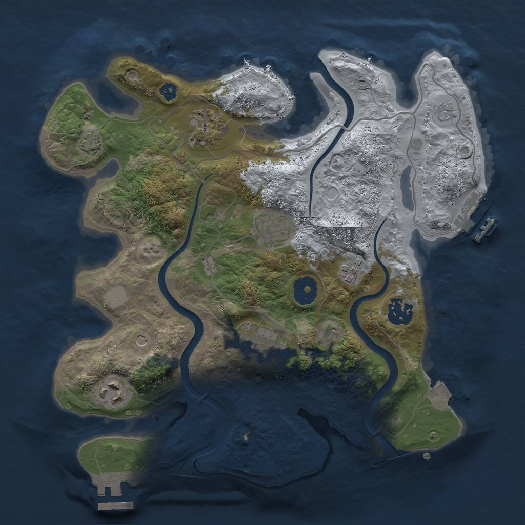 Rust Map: Procedural Map, Size: 3000, Seed: 346370, 12 Monuments