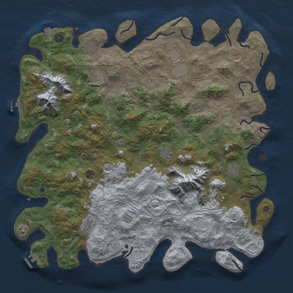 Rust Map: Procedural Map, Size: 5000, Seed: 6657, 17 Monuments