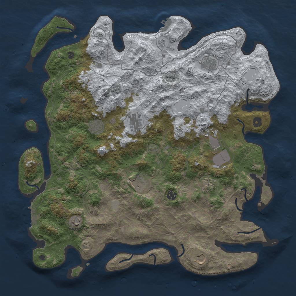 Rust Map: Procedural Map, Size: 4500, Seed: 153390923, 19 Monuments