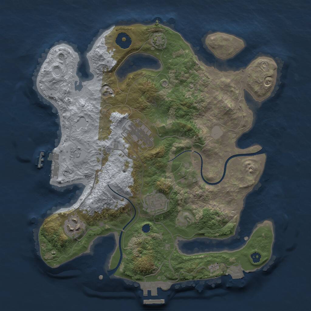 Rust Map: Procedural Map, Size: 3000, Seed: 1250506807, 8 Monuments